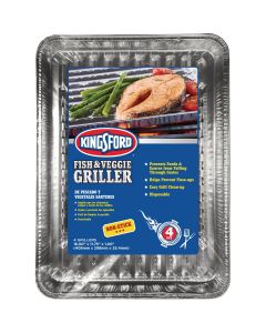 Kingsford Non-Stick Aluminum 11.75 In. W. x 16 In. L. Fish & Veggie Griller Pan (4-Pack)