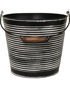 Robert Allen Vintage 10 In. Charcoal Banded Galvanized Metal Planter