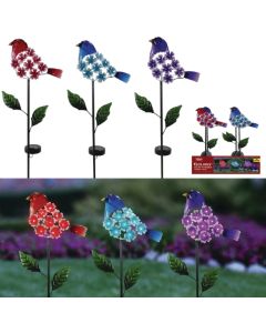 Alpine Solaris Plastic Hydrangea Floral Bird Solar Garden Stake