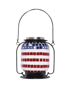 Alpine 5 In. W. x 12 In. H. x 7 In. L. Patriotic Americana Solar LED Patio Lantern