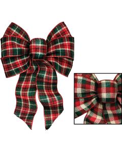 Holiday Trims 7-Loop 8-1/2 In. W. x 14 In. L. Assorted Plaid Fabric Christmas Bow