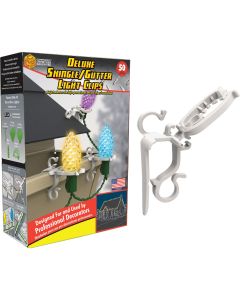 Commercial Christmas Hardware White Gutter & Shingle Deluxe Light Clips (50-Pack)