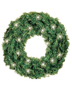 Gerson 24 In. 50-Bulb Clear Incandescent Canadian Pine Prelit Wreath