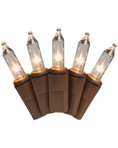 J Hofert Clear 50-Bulb Mini Incandescent Light Set with Brown Wire