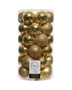 Decoris 2.4 In. Shatterproof Light Gold Bauble Christmas Ornament (37-Pack)