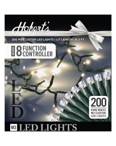 J Hofert Pure White 200-Bulb M5 LED Cluster String Light Set