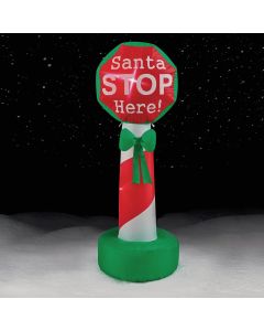 Brite Star 4 Ft. Santa Stop Here Sign Airblown Inflatable