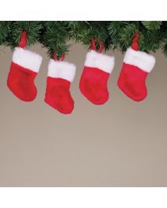 Gerson 6 In. Polyester Red Mini Stocking With Plush Cuff