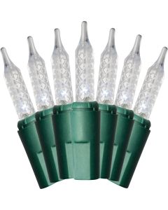 J Hofert Pure White 250-Bulb Faceted LED Light Set with Green Wire