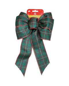 Holiday Trims 7-Loop 8.5 In. W. x 14 In. L. Red/Green/Beige Plaid Christmas Bow