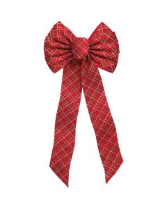 Holiday Trims 7-Loop 10 In. W. x 22 In. L. Red, Green, & Gold Velvet Christmas Bow