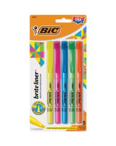 Bic Brite Liner Chisel Tip Highlighter Assortment (5-Pack)