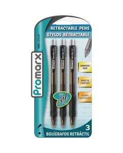 ProMarx Gel Clix Medium Point Black Retractable Pen (3-Pack)