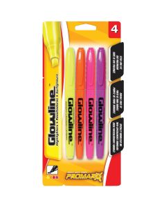 ProMarx Glowline Chisel Tip Pen Style Highlighter Assortment (4-Pack)