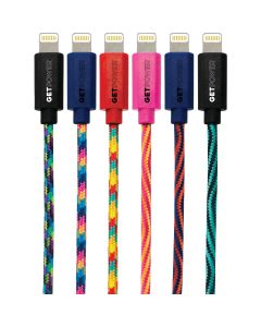 GetPower 10 Ft. Multi-Color Braided Lightning USB Charging & Sync Cable