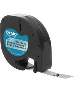 DYMO LetraTag Plastic Labels with Black Text on Clear Label