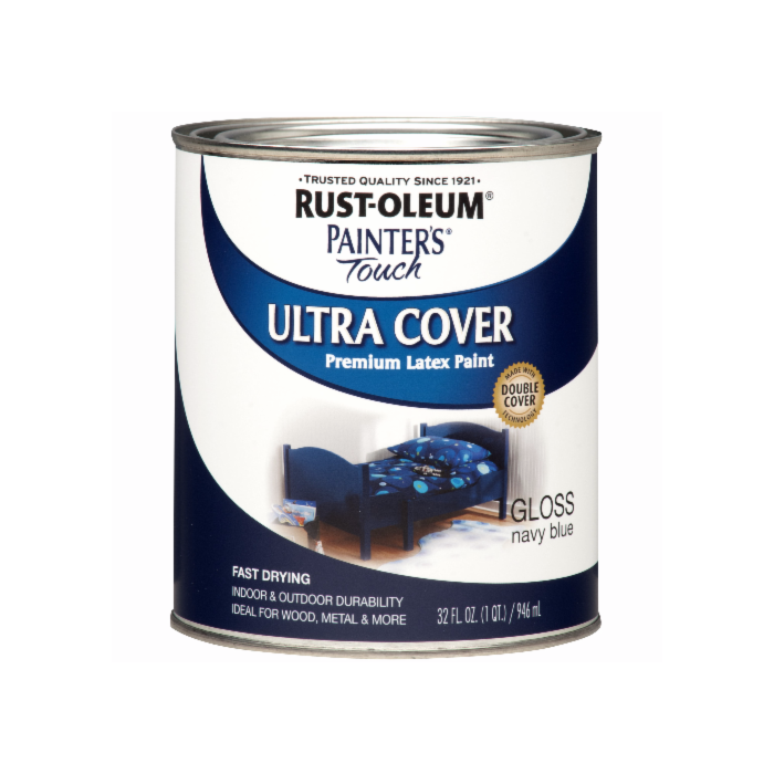 1 Qt Rust-Oleum 1922502 Navy Blue Painter's Touch 2X Ultra Cover Premium Latex Paint