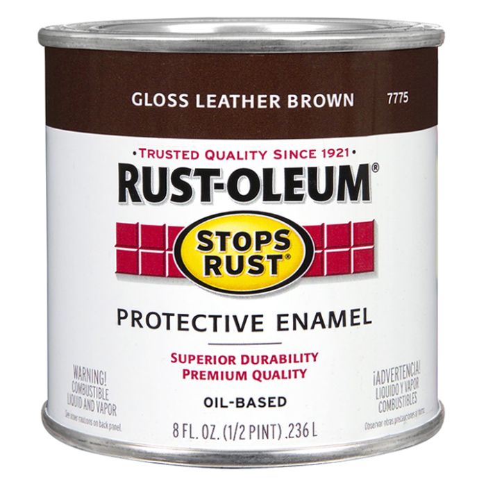 1/2 Pt Rust-Oleum 7775730 Leather Brown Stops Rust Protective Enamel