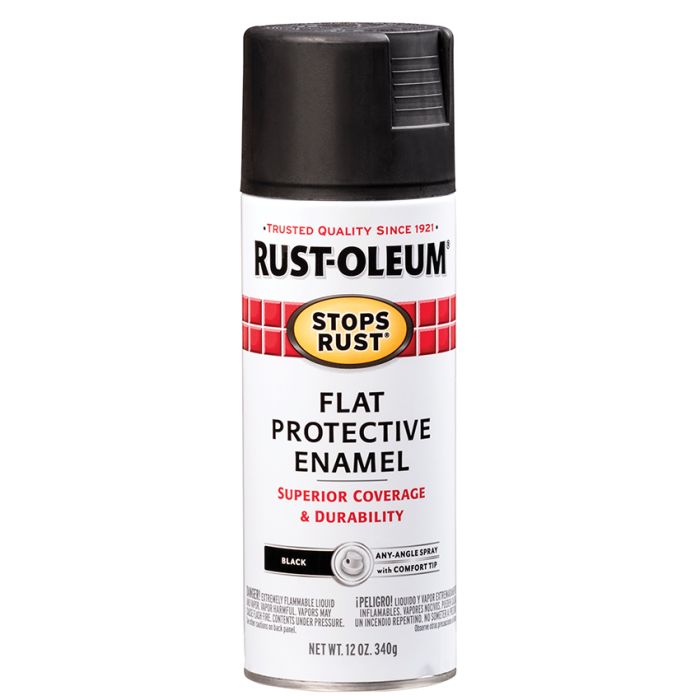 12 Oz Rust-Oleum 7776830 Black Stops Rust Protective Enamel Spray Paint, Flat