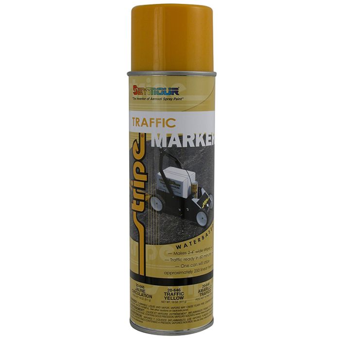 20 Oz Seymour 20-646 Yellow Stripe Water-Based Inverted Traffic Marker Spray Paint