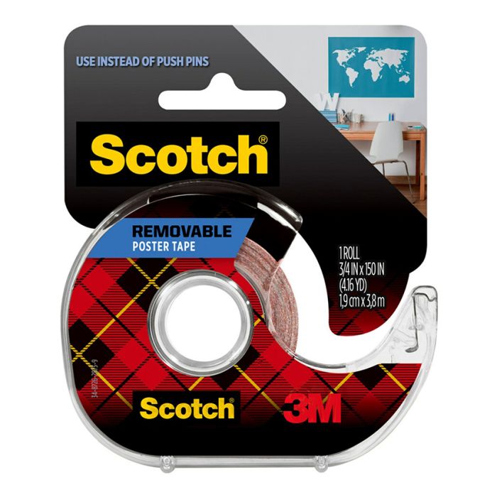 3/4" x 150" 3M 109S Clear Scotch Double-Sided Removable Poster Tape