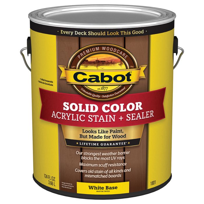 1 Gal Cabot 1801 White Base Solid Color Deck Water-Based Acrylic Deck Stain