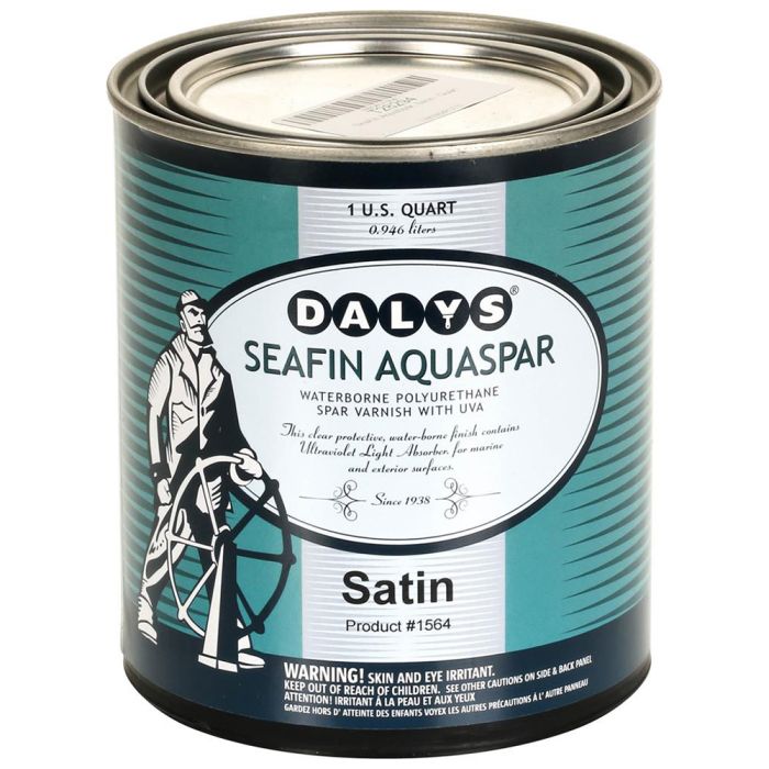 1 Qt Daly's 1564 Clear SeaFin AquaSpar Waterborne Polyurethane Spar Varnish with UVA, Satin