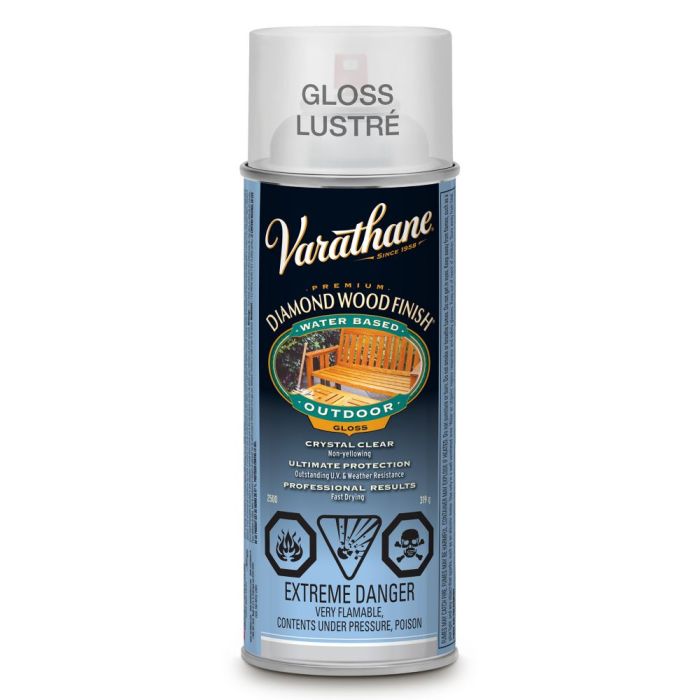 11.25 Oz Rust-Oleum 250081 Clear Varathane Water-Based Exterior Ultimate Spar Urethane Spray, Gloss