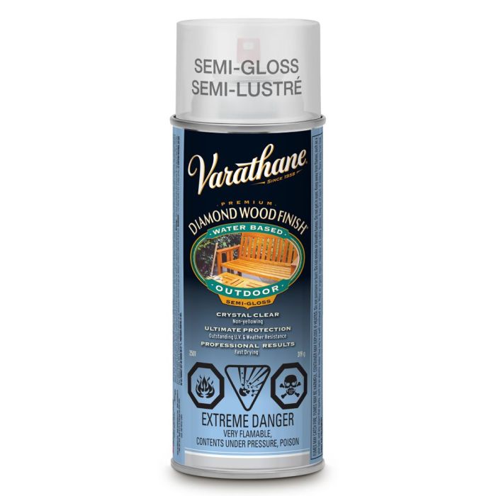11.25 Oz Rust-Oleum 250181 Clear Varathane Water-Based Exterior Ultimate Spar Urethane Spray, Semi-Gloss