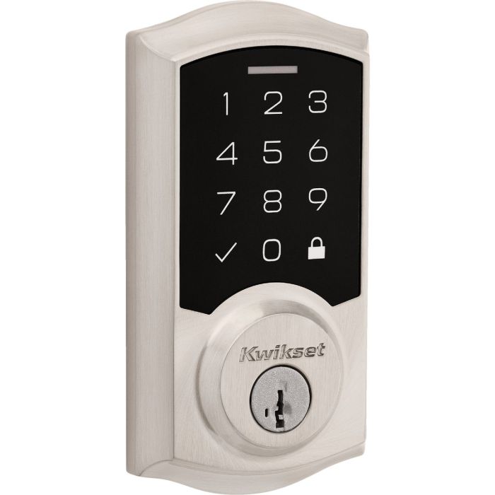 Kwikset SmartCode 270 Traditional Touchpad Electronic Deadbolt With SmartKey, Satin Nickel