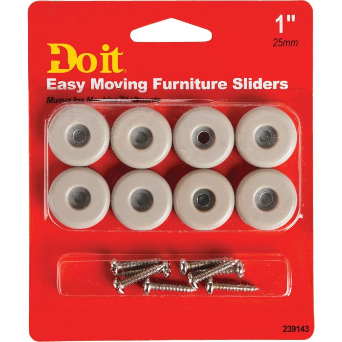 Do it 1 In. Round Adhesive and Screw on Furniture Glide,(8-Pack)
