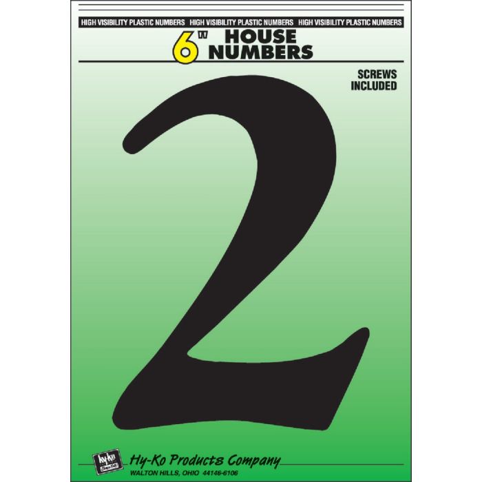 Hy-Ko 6 In. Black Gloss House Number Two