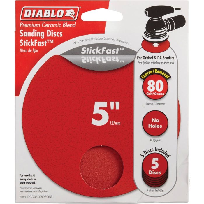 Diablo StickFast 5 In. 80 Grit Sanding Disc (5-Pack)