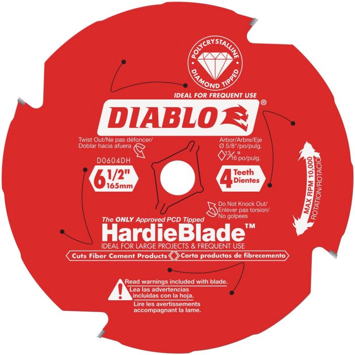 Diablo HardieBlade 6-1/2 In. 4-Tooth PCD (Polycrystalline Diamond) Fiber Cement Circular Saw Blade