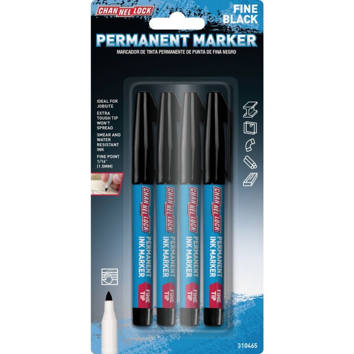Channellock Fine Tip Black Ink Marker (4-Pack)