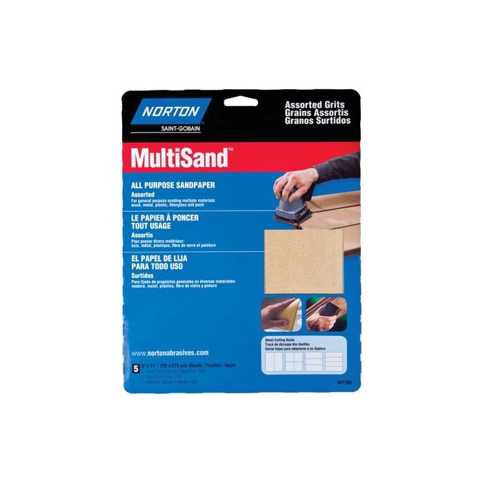 9" x 11" Norton 47765 MultiSand All Purpose Sanding Sheet Assorted Handy-Pack