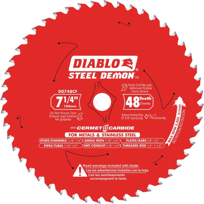 Diablo Steel Demon 7-1/4 In. 48-Tooth Cermet II Carbide Metals & Stainless Steel Circular Saw Blade