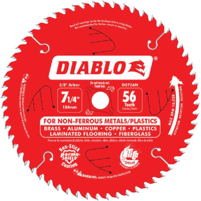 Diablo 7-1/4 In. 56-Tooth Non-Ferrous Metals/Plastics Circular Saw Blade