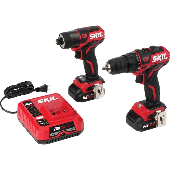 SKIL 2-Tool PWRCore 12 Volt Lithium-Ion Brushless Drill/Driver & Impact Driver Cordless Tool Combo Kit