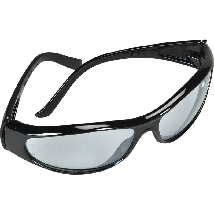 Safety Works Blue Essential Style Black Frame Safety Glasses with Anti-Fog Light Blue Mirrored Lenses