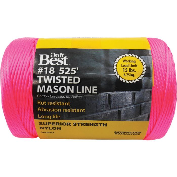 Do it Best 525 Ft. Fluorescent Pink Twisted Nylon Mason Line