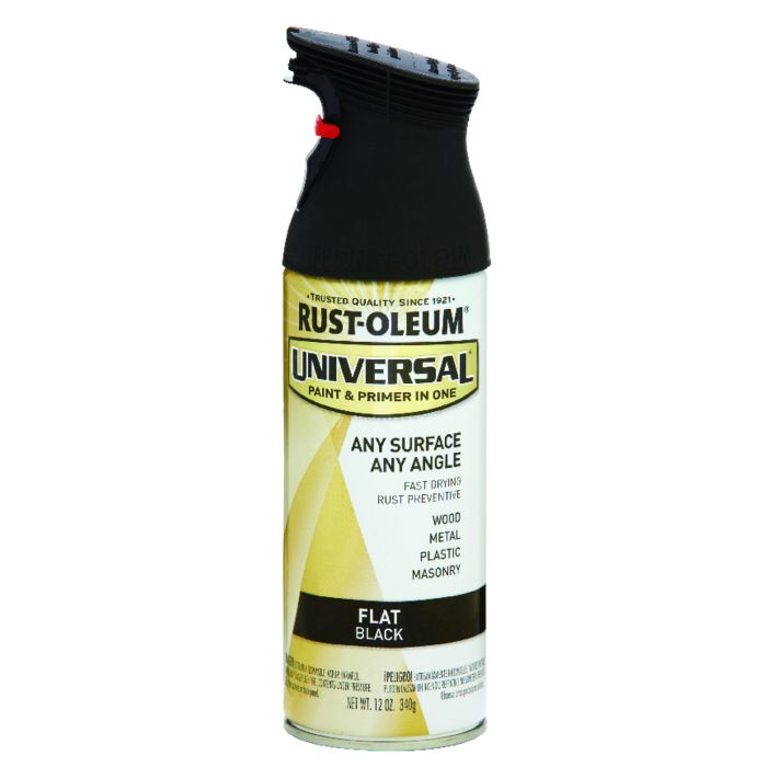 12 Oz Rust-Oleum 245198 Black Universal Enamel Spray Paint, Flat
