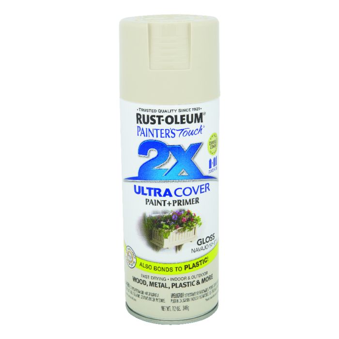 Rust-Oleum Painter's Touch 2X Ultra Cover 12 Oz. Gloss Paint + Primer Spray Paint, Cottage White