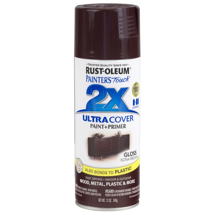 Rust-Oleum Painter's Touch 2X Ultra Cover 12 Oz. Gloss Paint + Primer Spray Paint, Kona Brown