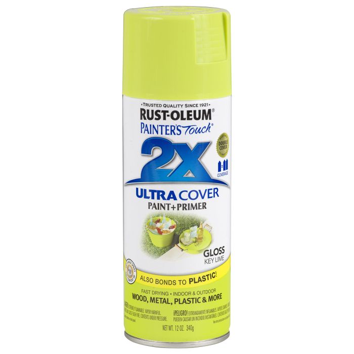 Rust-Oleum Painter's Touch 2X Ultra Cover 12 Oz. Gloss Paint + Primer Spray Paint, Key Lime