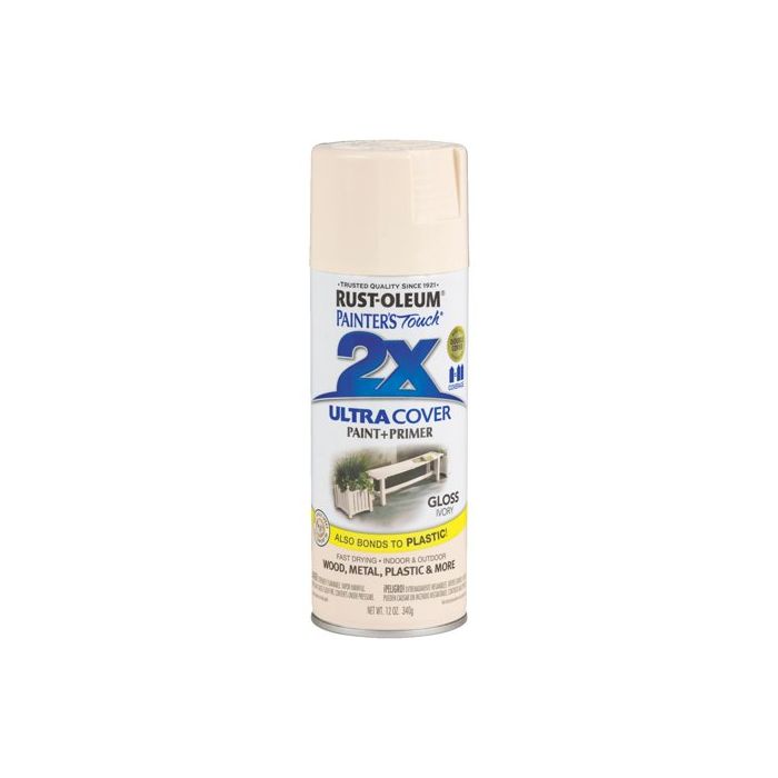 Rust-Oleum Painter's Touch 2X Ultra Cover 12 Oz. Gloss Paint + Primer Spray Paint, Ivory