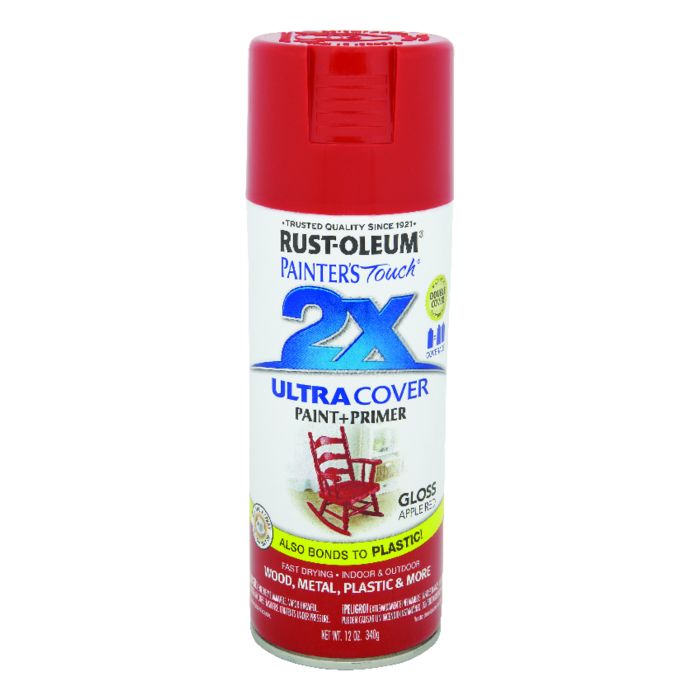 Rust-Oleum Painter's Touch 2X Ultra Cover 12 Oz. Gloss Paint + Primer Spray Paint, Apple Red