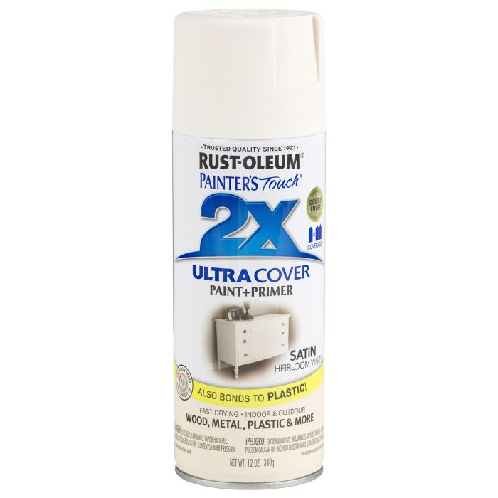 Rust-Oleum Painter's Touch 2X Ultra Cover 12 Oz. Satin Paint + Primer Spray Paint, Heirloom White