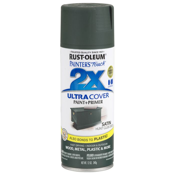 Rust-Oleum Painter's Touch 2X Ultra Cover 12 Oz. Satin Paint + Primer Spray Paint, Hunt Club Green