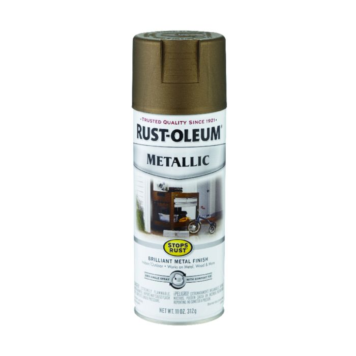 11 Oz Rust-Oleum 7274830 Antique Brass Stops Rust Outdoor Metallic Spray Paint